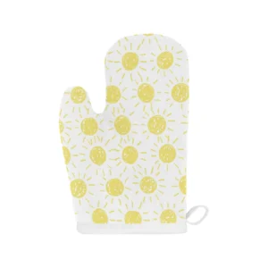 Hand Drawn Sun Pattern Heat Resistant Oven Mitts Pot Holders Set