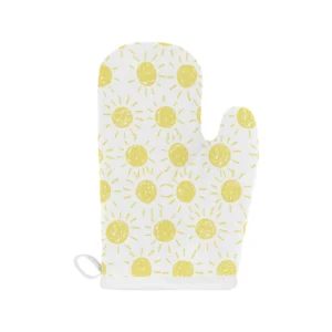 Hand Drawn Sun Pattern Heat Resistant Oven Mitts Pot Holders Set