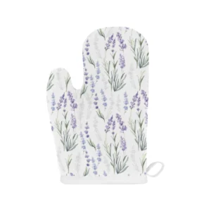Hand Painting Watercolor Lavender Heat Resistant Oven Mitts Pot Holders Set