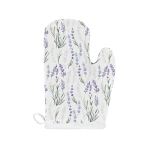 Hand Painting Watercolor Lavender Heat Resistant Oven Mitts Pot Holders Set