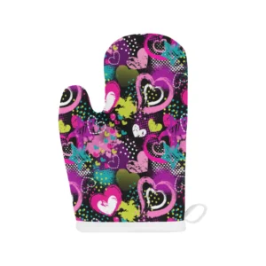 Heart Dot Wave Star Creative Design Pattern Heat Resistant Oven Mitts Pot Holders Set