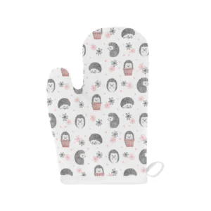 Hedgehog Pattern Print Design 02 Heat Resistant Oven Mitts & Pot Holders Set