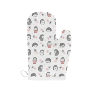 Hedgehog Pattern Print Design 02 Heat Resistant Oven Mitts & Pot Holders Set