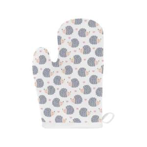 Hedgehog Pattern Print Design 04 Heat Resistant Oven Mitts & Pot Holders Set