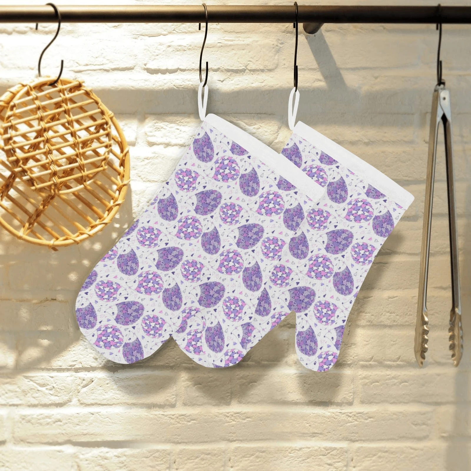 Hedgehog Pattern Print Design 05 Heat Resistant Oven Mitts & Pot Holders Set Hedgehog Pattern Print Design 05 Heat Resistant Oven Mitts & Pot Holders Set