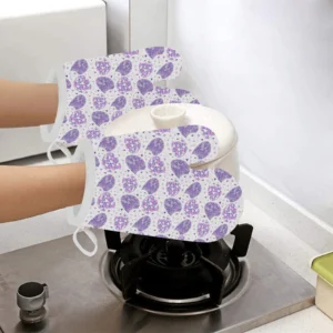 Hedgehog Pattern Print Design 05 Heat Resistant Oven Mitts & Pot Holders Set
