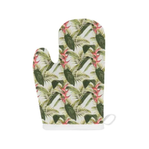 Heliconia Pattern Heat Resistant Oven Mitts Pot Holders Set