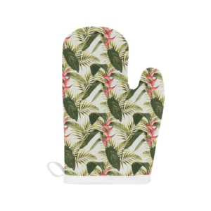Heliconia Pattern Heat Resistant Oven Mitts Pot Holders Set