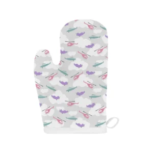 Helicopter Plane Pattern Heat Resistant Oven Mitts Pot Holders Set