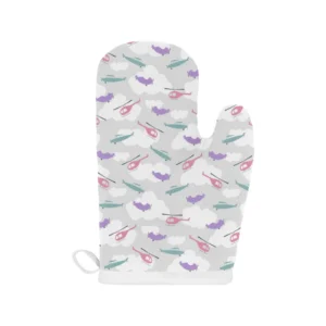 Helicopter Plane Pattern Heat Resistant Oven Mitts Pot Holders Set