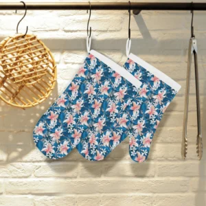 Hibiscus Pattern Print Design 02 Heat Resistant Oven Mitts & Pot Holders Set