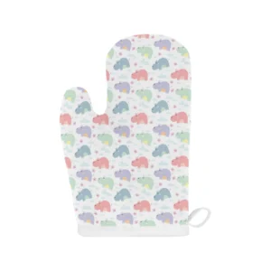 Hippopotamus Pattern Print Design 03 Heat Resistant Oven Mitts & Pot Holders Set