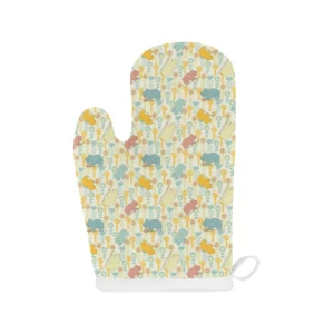 Hippopotamus Pattern Print Design 04 Heat Resistant Oven Mitts & Pot Holders Set