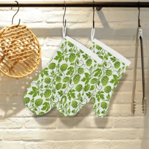 Hop Design Pattern Heat Resistant Oven Mitts Pot Holders Set
