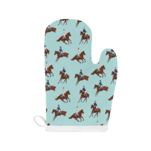 Horses Running Horses Rider Pattern Heat Resistant Oven Mitts Pot Holders Set