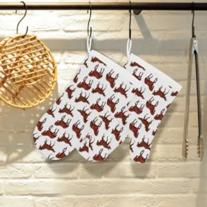 Horses Running Pattern Background Heat Resistant Oven Mitts Pot Holders Set