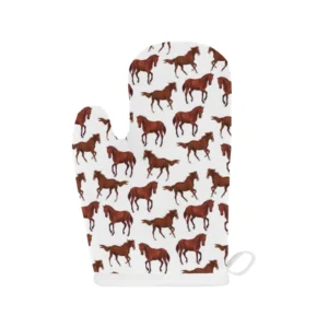 Horses Running Pattern Background Heat Resistant Oven Mitts Pot Holders Set