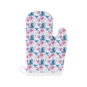 Hummingbird Pattern Print Design 02 Heat Resistant Oven Mitts & Pot Holders Set