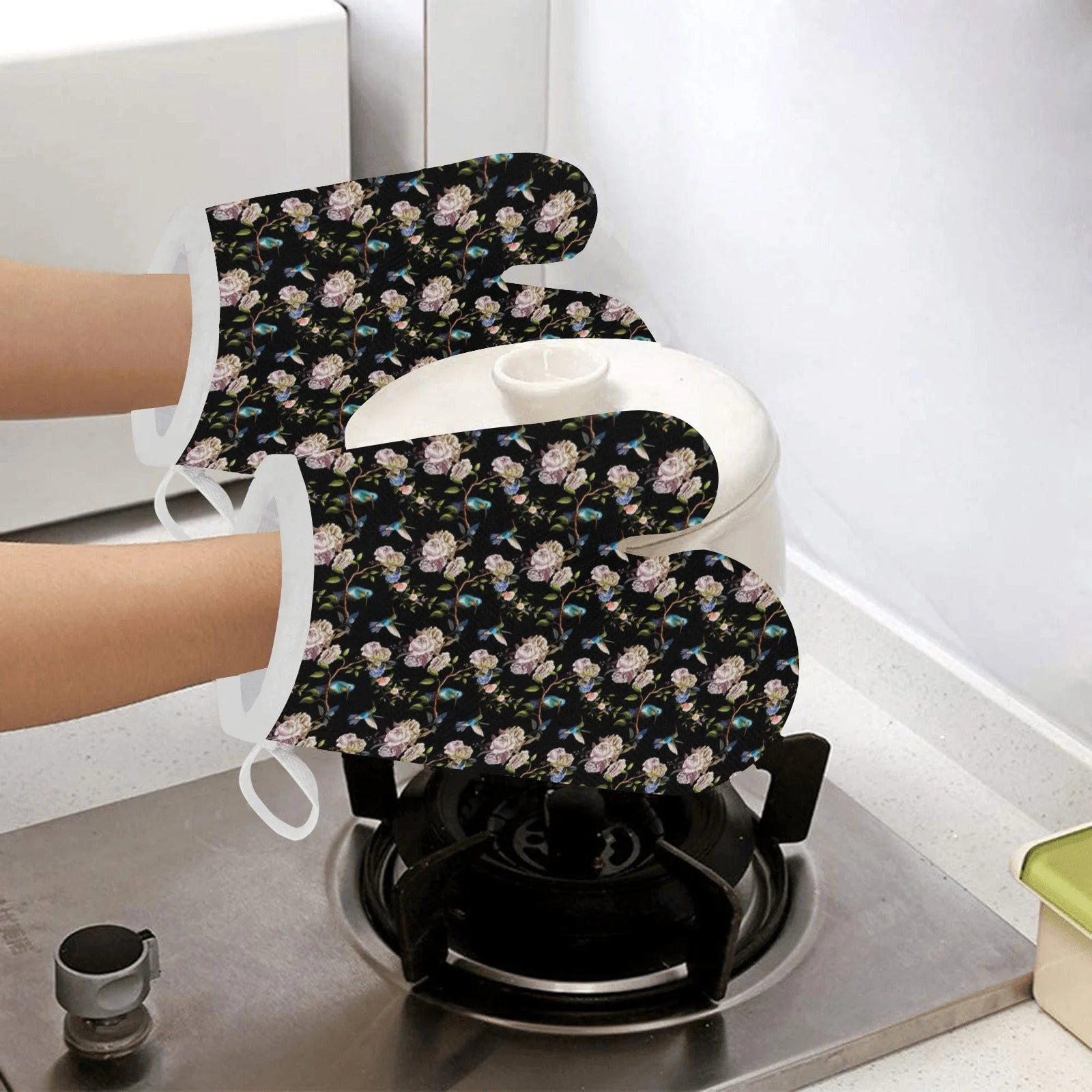 Hummingbird Pattern Print Design 03 Heat Resistant Oven Mitts & Pot Holders Set Hummingbird Pattern Print Design 03 Heat Resistant Oven Mitts & Pot Holders Set