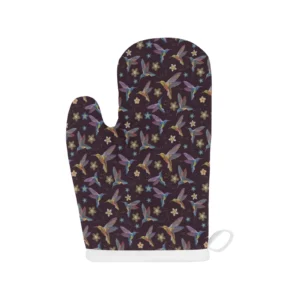 Hummingbird Pattern Print Design 04 Heat Resistant Oven Mitts & Pot Holders Set