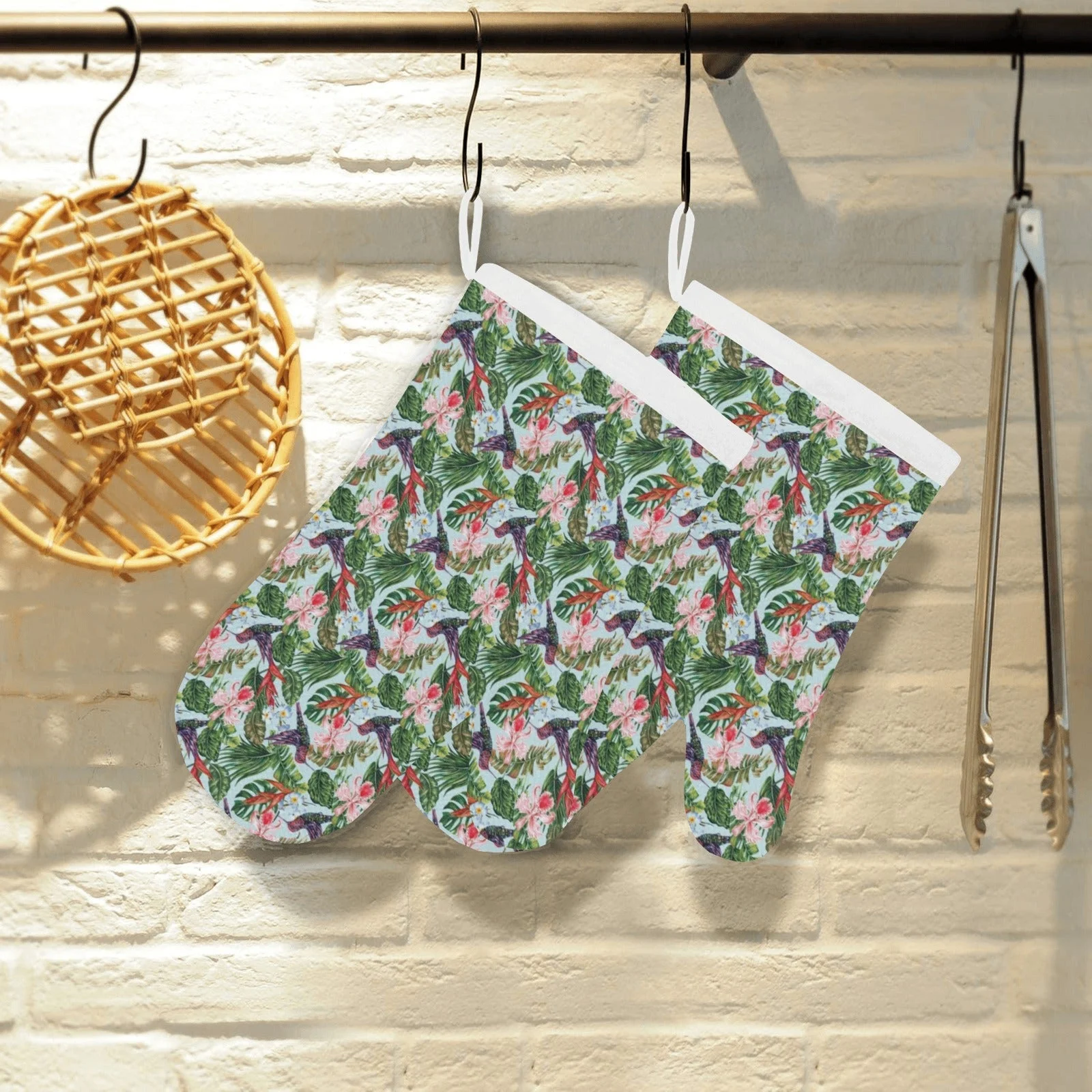 Hummingbird Pattern Print Design 05 Heat Resistant Oven Mitts & Pot Holders Set Hummingbird Pattern Print Design 05 Heat Resistant Oven Mitts & Pot Holders Set