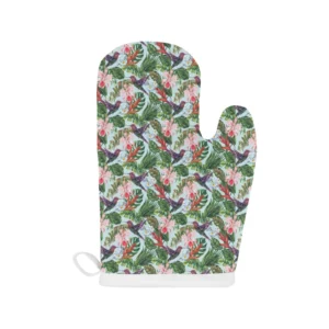Hummingbird Pattern Print Design 05 Heat Resistant Oven Mitts & Pot Holders Set