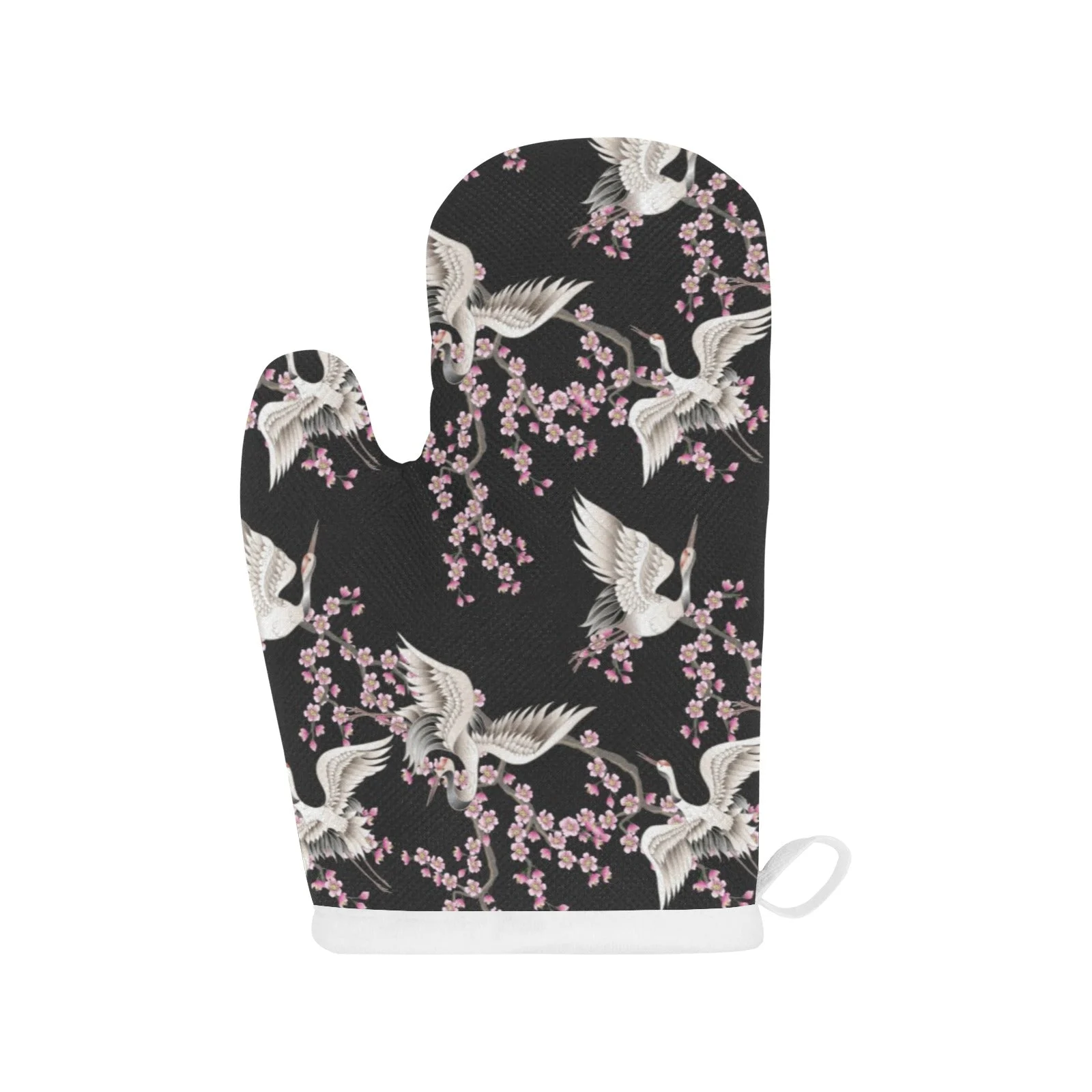 Japanese Crane Pink Sakura Pattern Heat Resistant Oven Mitts Pot Holders Set Japanese Crane Pink Sakura Pattern Heat Resistant Oven Mitts Pot Holders Set