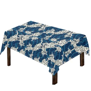 Japanese Ocean Wave Pattern Print Tablecloth Kitchen Decor Home Decor