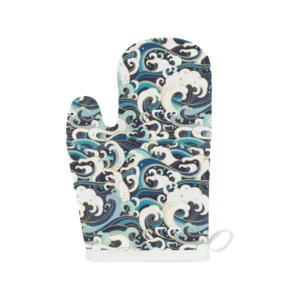 Japanese Wave Pattern Heat Resistant Oven Mitts Pot Holders Set