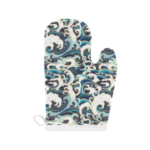 Japanese Wave Pattern Heat Resistant Oven Mitts Pot Holders Set