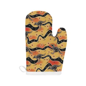 Kangaroo Australian Aboriginal Art Pattern Heat Resistant Oven Mitts Pot Holders Set