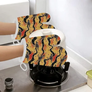 Kangaroo Australian Aboriginal Art Pattern Heat Resistant Oven Mitts Pot Holders Set