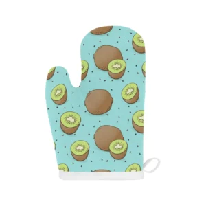 Kiwi Blue Background Heat Resistant Oven Mitts Pot Holders Set
