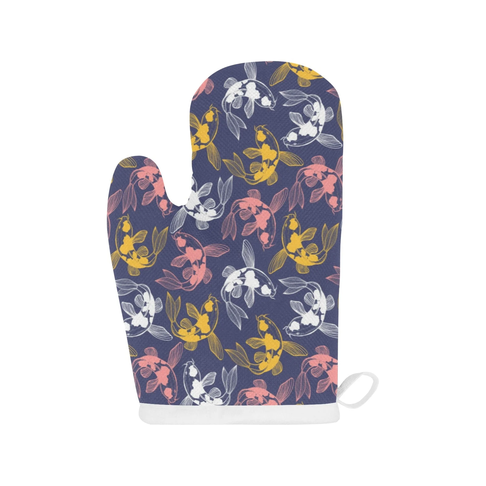 Koi Fish Carp Fish Pattern Heat Resistant Oven Mitts Pot Holders Set Koi Fish Carp Fish Pattern Heat Resistant Oven Mitts Pot Holders Set