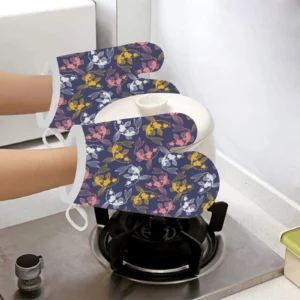 Koi Fish Carp Fish Pattern Heat Resistant Oven Mitts Pot Holders Set