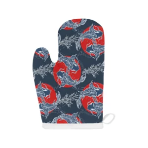 Koi Fish Carp Fish Hand Drawn Japanese Art Heat Resistant Oven Mitts Pot Holders Set