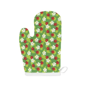 Ladybug Pattern Print Design 01 Heat Resistant Oven Mitts & Pot Holders Set
