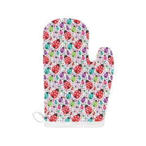 Ladybug Pattern Print Design 03 Heat Resistant Oven Mitts & Pot Holders Set