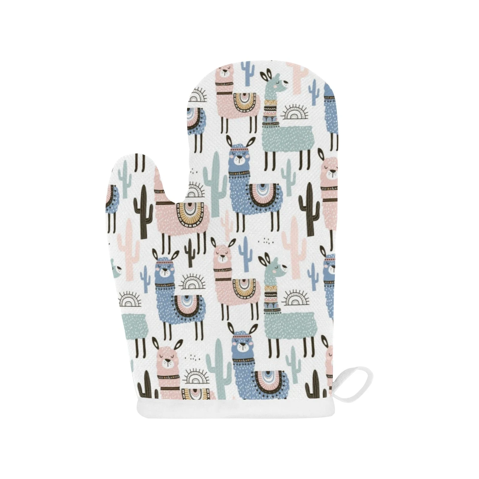 Lama Alpaca Cactus Hand Drawn Pattern Heat Resistant Oven Mitts Pot Holders Set Lama Alpaca Cactus Hand Drawn Pattern Heat Resistant Oven Mitts Pot Holders Set