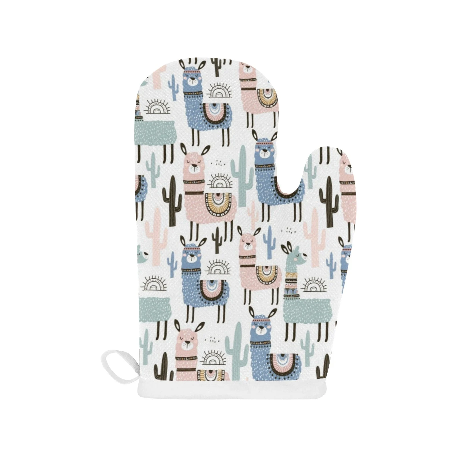 Lama Alpaca Cactus Hand Drawn Pattern Heat Resistant Oven Mitts Pot Holders Set Lama Alpaca Cactus Hand Drawn Pattern Heat Resistant Oven Mitts Pot Holders Set