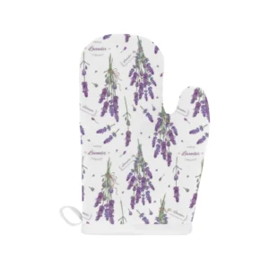 Lavender Flower Design Pattern Heat Resistant Oven Mitts Pot Holders Set