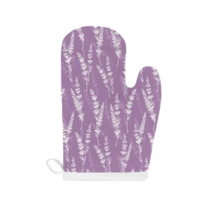 Lavender Flowers Purple Pattern Heat Resistant Oven Mitts Pot Holders Set