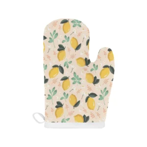 Lemon Flower Leave Pattern Heat Resistant Oven Mitts Pot Holders Set