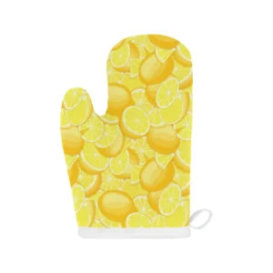 Lemon Pattern Heat Resistant Oven Mitts Pot Holders Set