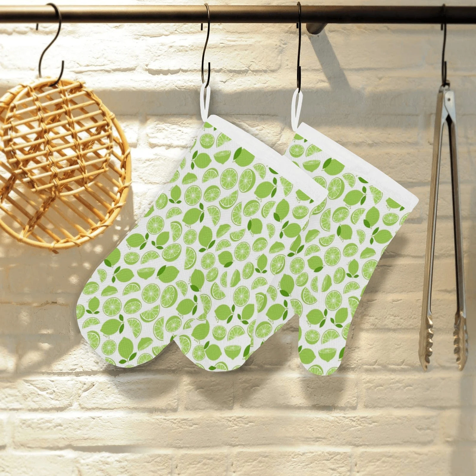 Lime Design Pattern Heat Resistant Oven Mitts Pot Holders Set Lime Design Pattern Heat Resistant Oven Mitts Pot Holders Set