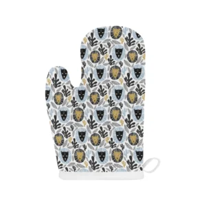 Lion Pattern Print Design 05 Heat Resistant Oven Mitts & Pot Holders Set