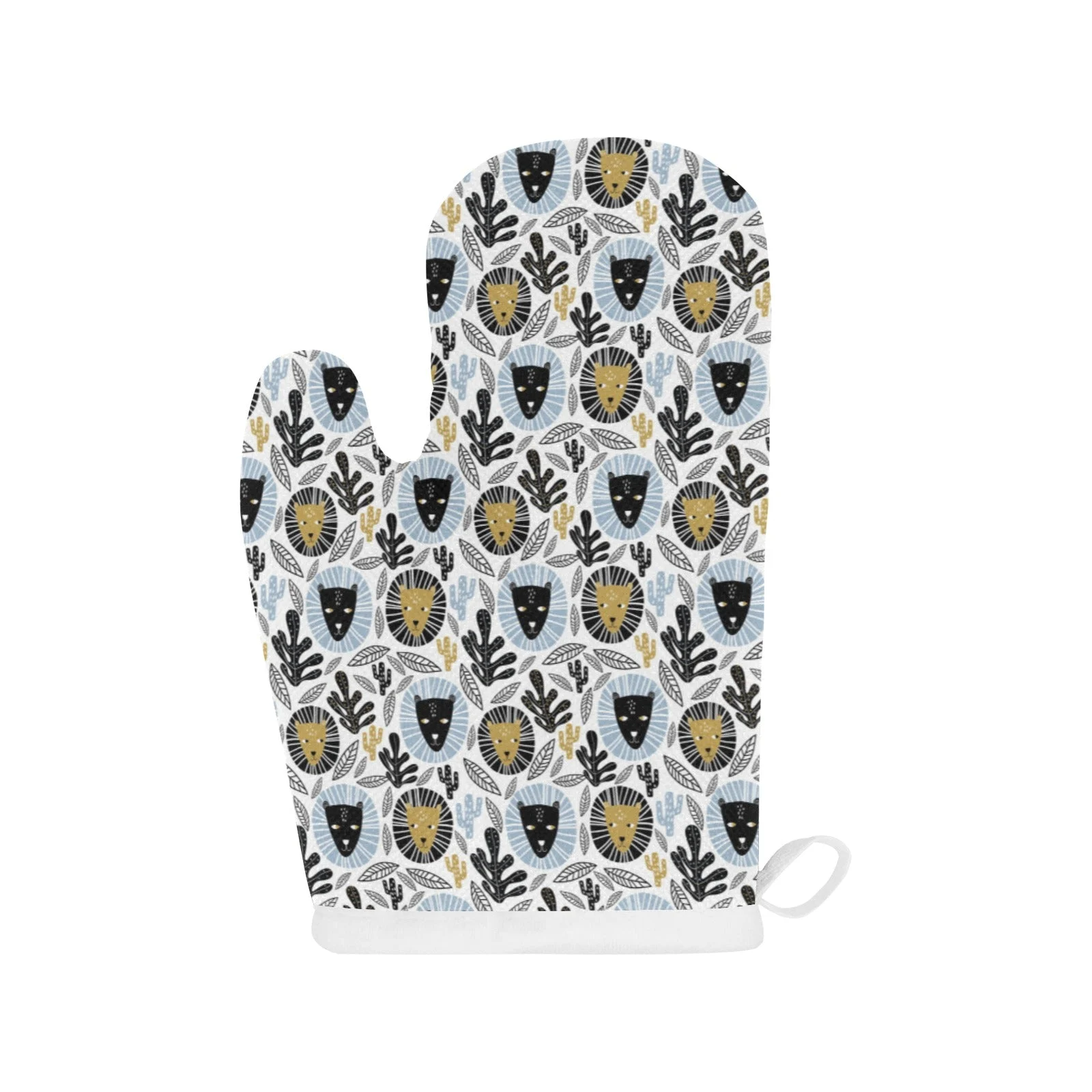 Lion Pattern Print Design 05 Heat Resistant Oven Mitts & Pot Holders Set Lion Pattern Print Design 05 Heat Resistant Oven Mitts & Pot Holders Set