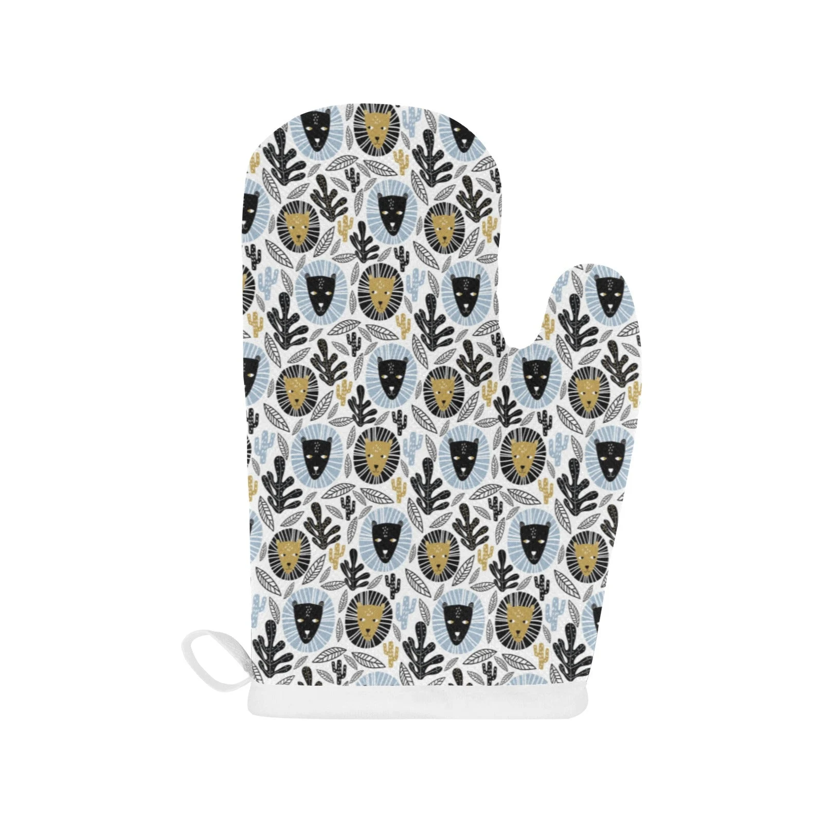 Lion Pattern Print Design 05 Heat Resistant Oven Mitts & Pot Holders Set Lion Pattern Print Design 05 Heat Resistant Oven Mitts & Pot Holders Set