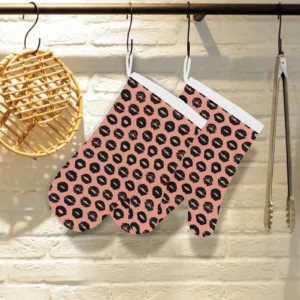 Lips Pattern Print Design 02 Heat Resistant Oven Mitts & Pot Holders Set