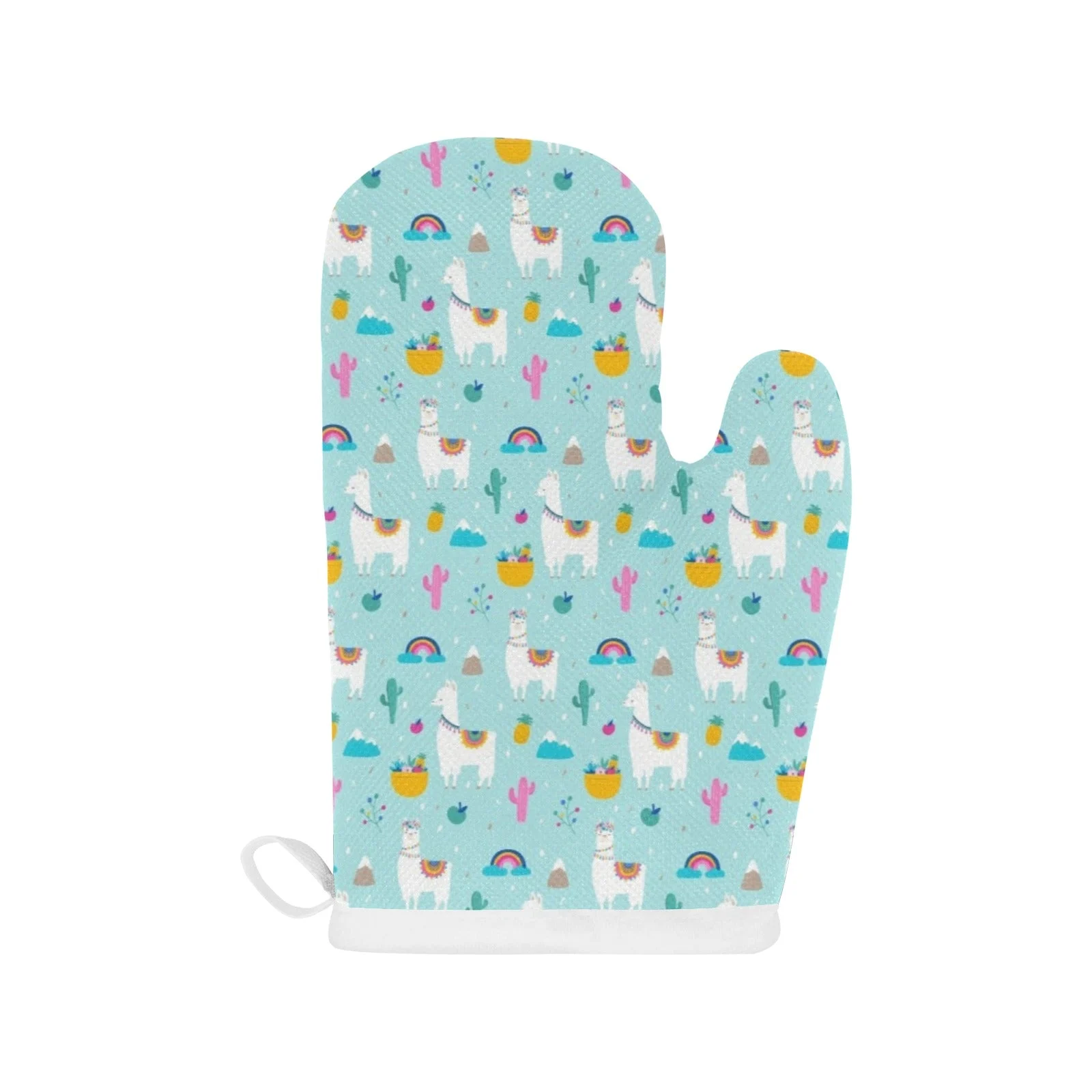 Llama Alpaca Cactus Leaves Pattern Heat Resistant Oven Mitts Pot Holders Set Llama Alpaca Cactus Leaves Pattern Heat Resistant Oven Mitts Pot Holders Set
